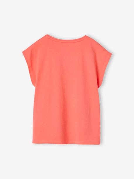 Plain Basics T-Shirt for Girls coral+ecru 