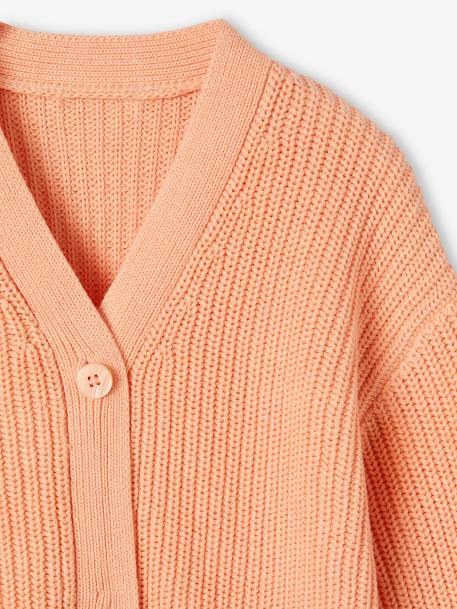 Rib Knit Cardigan for Girls apricot+mauve+pistachio 