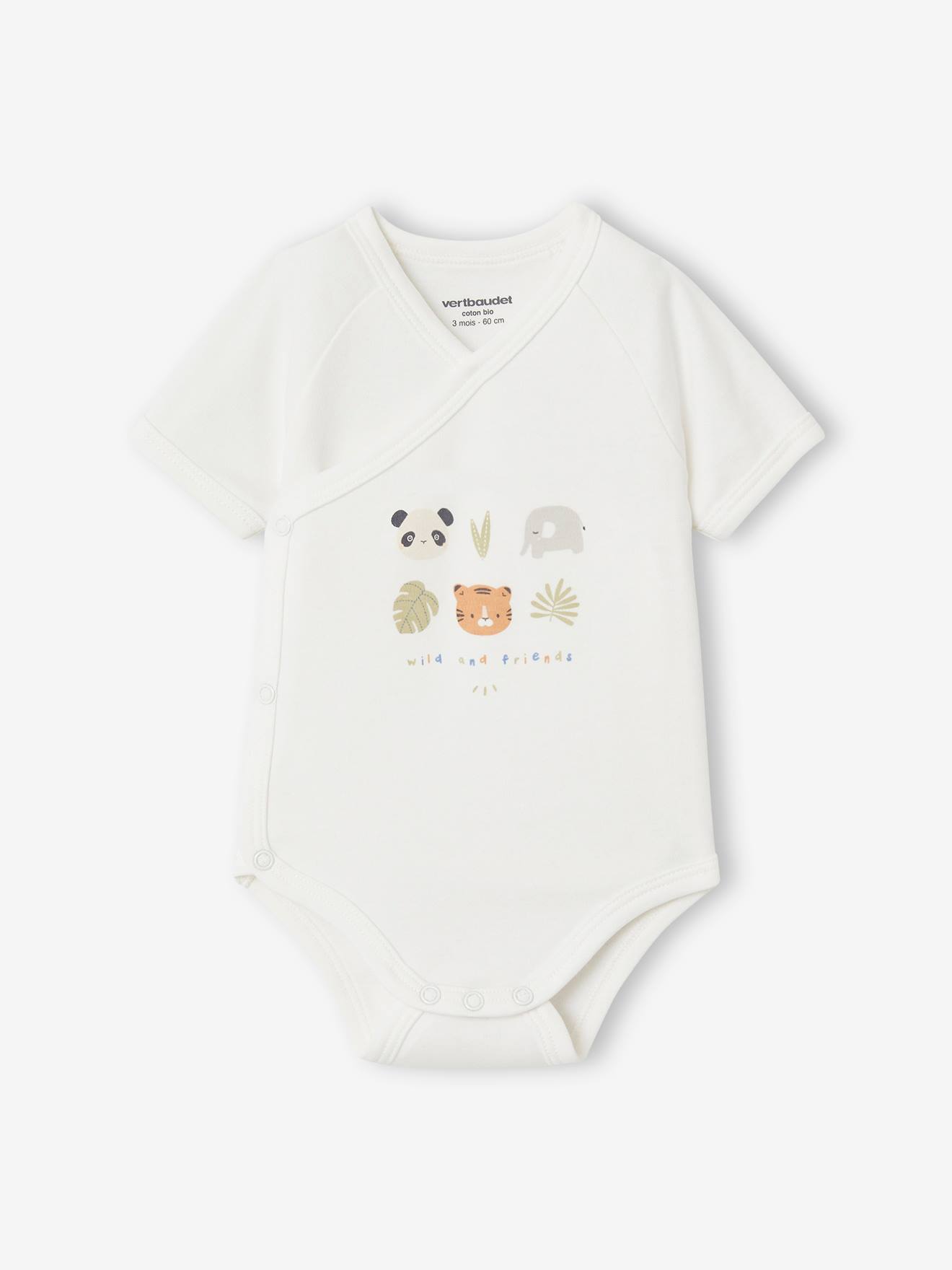 Set of 3 Bodysuits in Organic Cotton for Newborn Babies peach