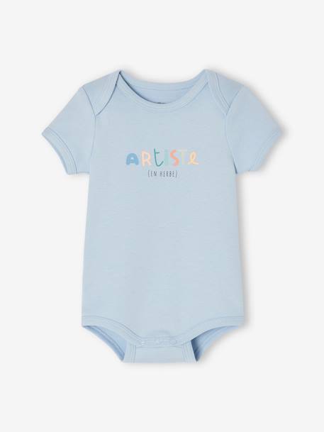 Set of 3 Progressive Bodysuits in Organic Cotton, for Babies sky blue 