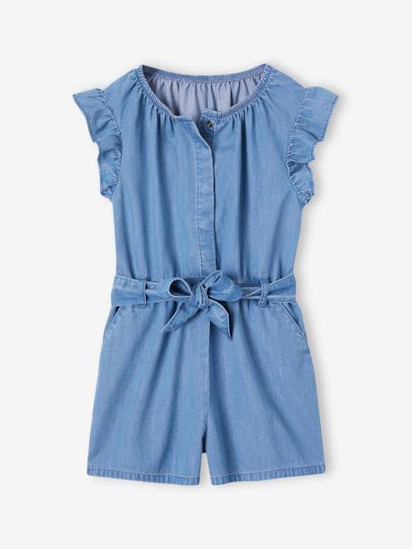 Jumpsuit in Lightweight Denim, Ruffles on the Sleeves, for Girls stone 