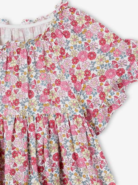 Floral Dress with Ruffled Butterfly Sleeves, for Girls rose 