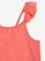 Basics Sleeveless Top with Ruffles on Straps for Girls coral+ecru 