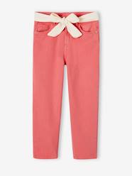 Girls-Trousers-"Mom Fit" Trousers with Scarf Belt in Cotton Gauze for Girls