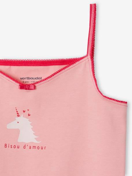 Pack of 3 Organic Cotton Cami Tops, Hearts & Unicorns, for Girls rose 