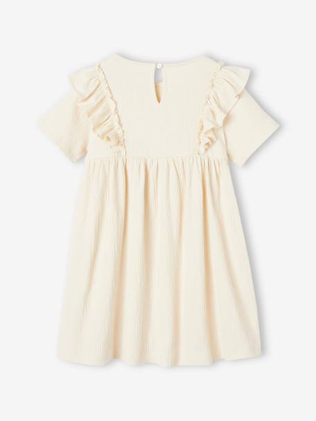 Ruffled Dress for Girls coral+ecru 