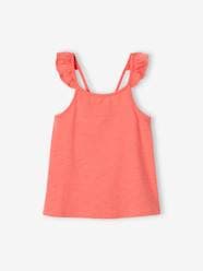 Girls-Tops-T-Shirts-Basics Sleeveless Top with Ruffles on Straps for Girls