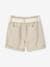 Paperbag Shorts in Cotton Gauze, with Belt, for Girls aqua green+rosy+sandy beige 