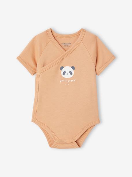 Set of 3 Bodysuits in Organic Cotton, for Newborn Babies peach 