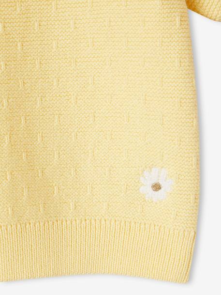 Short Sleeve Jumper in Fancy Knit for Girls pale yellow 