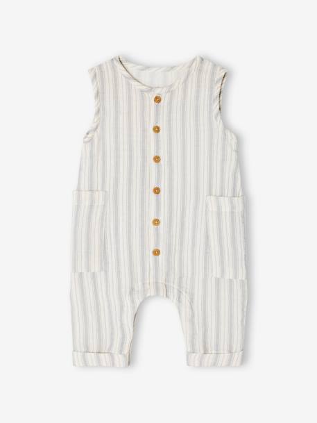 Cotton Gauze Jumpsuit for Newborns 6306+ecru 