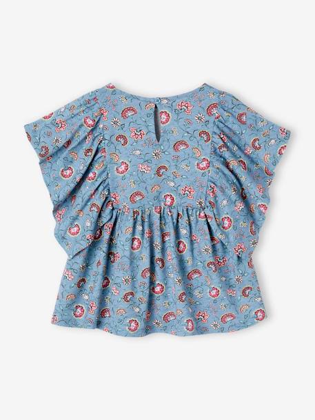 Floral Blouse for Girls multicoloured+petrol blue+vanilla 