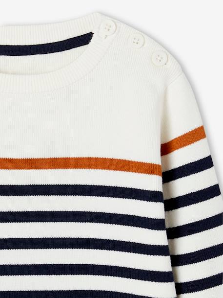 Sailor-Style Striped Jumper for Boys BROWN MEDIUM STRIPED+ecru+green+WHITE LIGHT SOLID WITH DESIGN 