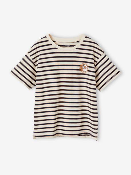 Fancy Striped T-Shirt for Boys striped navy blue 