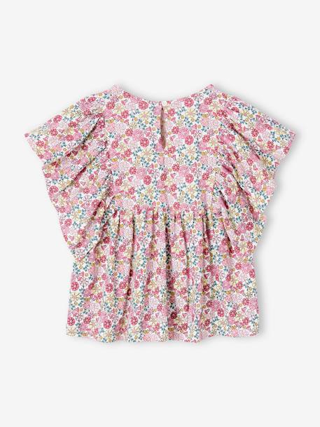 Floral Blouse for Girls multicoloured+petrol blue+vanilla 