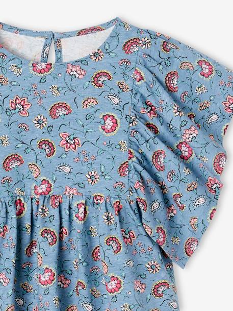 Floral Blouse for Girls multicoloured+petrol blue+vanilla 