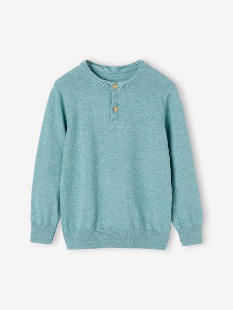 Jumper with Grandad-Style Collar for Boys marl beige+marl blue+mint green 