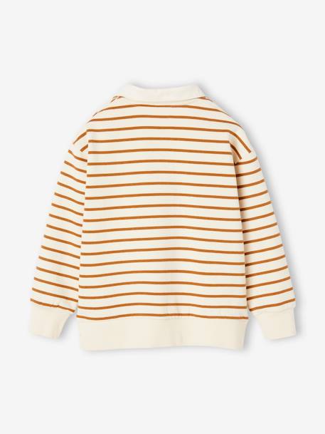 Striped Sweatshirt with Polo Shirt Collar for Boys striped brown 