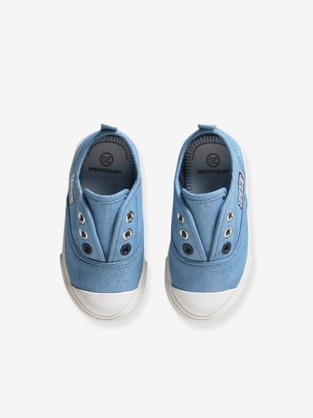 Elasticated Canvas Trainers for Babies denim blue+red 