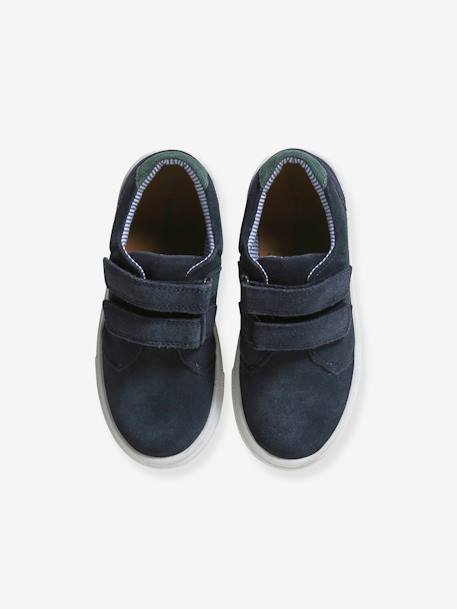 Leather Derby Shoes with Touch Fasteners for Boys BLUE DARK SOLID+BROWN MEDIUM SOLID+navy blue 