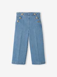 -Wide Cropped Trousers with Flap Front for Girls