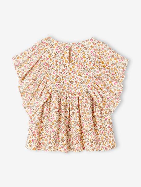 Floral Blouse for Girls multicoloured+petrol blue+vanilla 