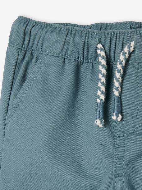 Canvas Trousers with Elasticated Waistband for Baby Boys pecan nut+sky blue 