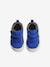 Pram Shoes in Soft Leather with Hook&Loop Strap, for Babies, Designed for Crawling blue+electric blue+navy blue 