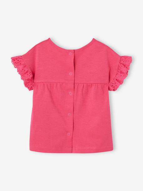 T-Shirt in Organic Cotton for Babies ecru+fuchsia 