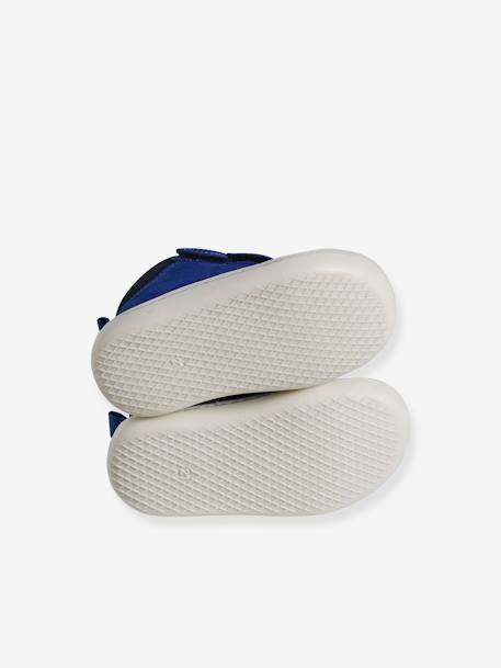 Pram Shoes in Soft Leather with Hook&Loop Strap, for Babies, Designed for Crawling blue+electric blue+navy blue 