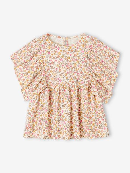 Floral Blouse for Girls multicoloured+petrol blue+vanilla 