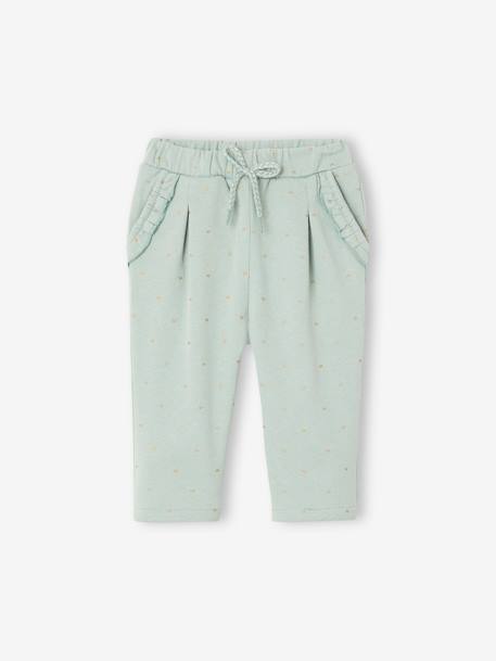 Fleece Trousers for Baby Girls Brown/Print+grey blue+rosy+sage green+WHITE MEDIUM ALL OVER PRINTED 