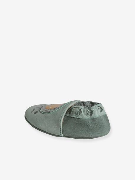 Elasticated, Soft Leather Slip-Ons for Babies khaki+sage green 