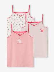 Girls-Underwear-Pack of 3 Organic Cotton Cami Tops, Hearts & Unicorns, for Girls