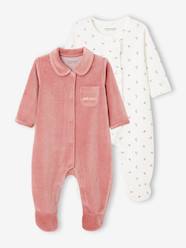 Pack of 2 Sleepsuits In Velour, for Babies