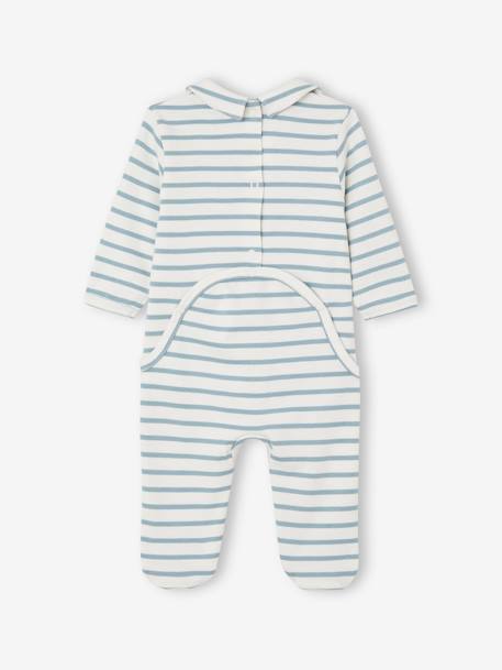 Striped Sleepsuit in Interlock Fabric for Babies sky blue 