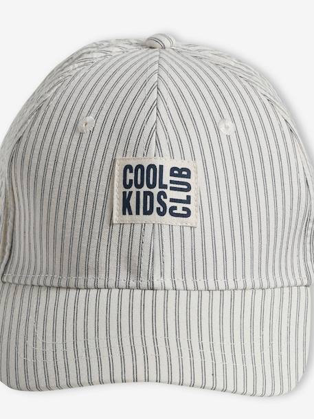 Plain Cap with Embroidery on the Front for Boys lichen+navy blue+striped beige 