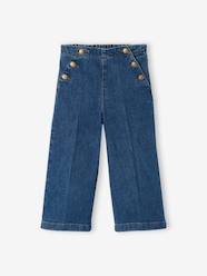 Girls-Trousers-Wide Cropped Trousers with Flap Front for Girls