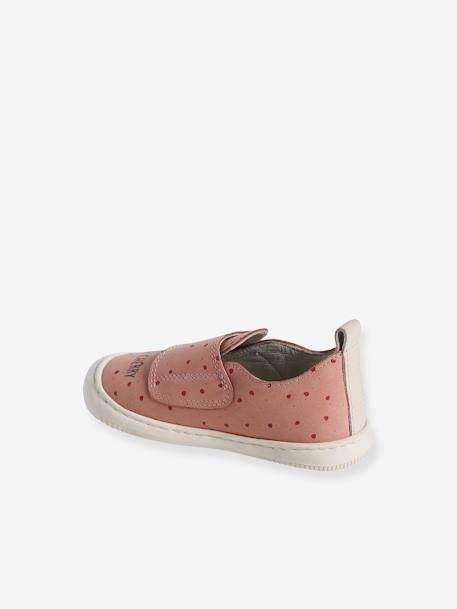 Indoor Shoes in Smooth Leather with Hook-&-Loop Strap, for Babies pale pink+printed pink+rose 