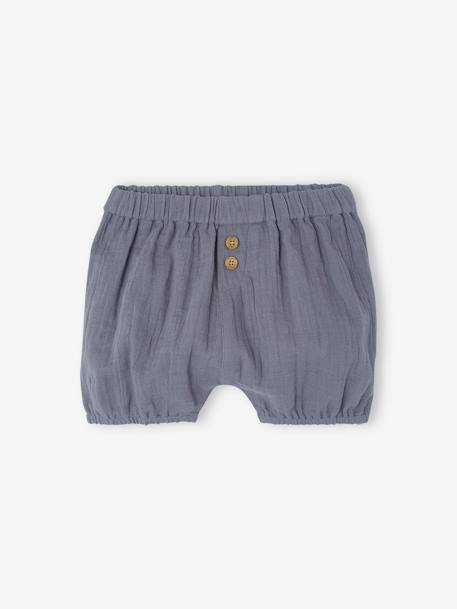 Pack of 2 Cotton Gauze Shorts for Babies ecru+grey blue 