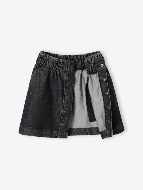 Denim Paperbag Skirt with Press Studs for Girls denim grey 