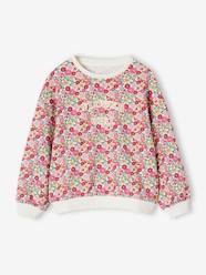 Girls-Cardigans, Jumpers & Sweatshirts-Sweatshirt with Floral Motifs for Girls