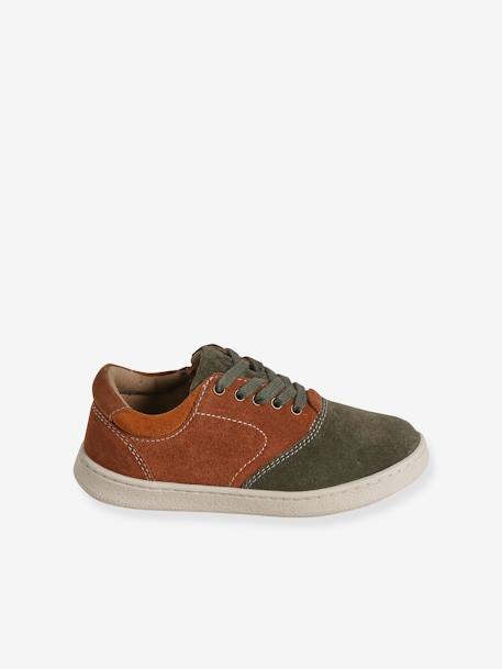 Leather Trainers with Laces for Children, Designed for Autonomy set brown 