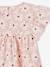 Blouse with Flower Motifs & Short Ruffled Sleeves for Girls pale pink+printed orange 