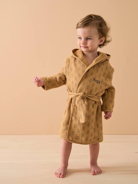 Cotton Gauze Bath Robe for Babies, ETHNIC ochre 