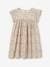 Ruffled, Short Sleeve Dress with Prints, for Girls ecru+fir green+pale pink 