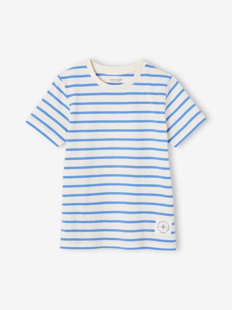 Short-Sleeved Sailor-Style T-Shirt for Boys azure+BLUE BRIGHT STRIPED+GREEN MEDIUM STRIPED+striped red+striped yellow 