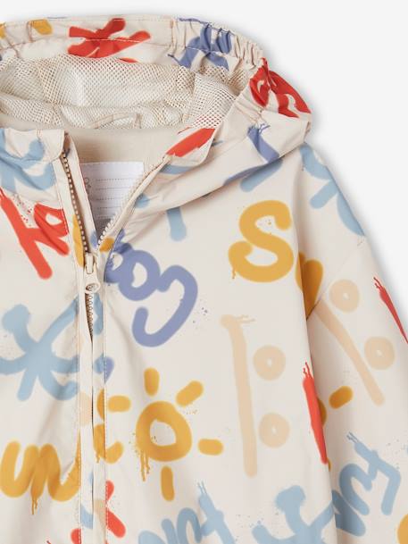 Hooded Windcheater, Graffiti Print, for Boys clay beige 