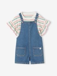 Denim Dungarees + T-Shirt Combo for Girls