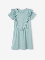 -Ruffled Dress in Broderie Anglaise, for Girls